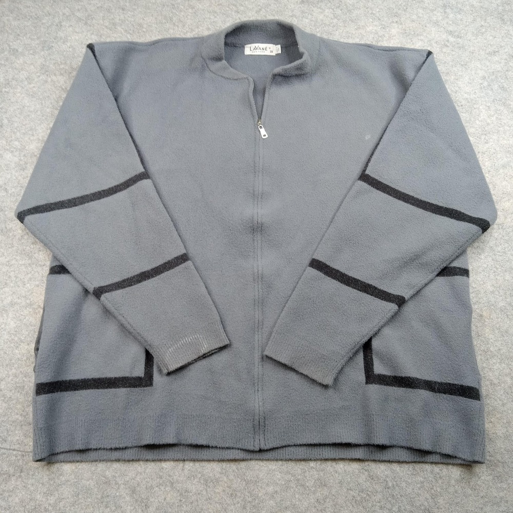 LaVane Sweater Mens 3XL Gray Half Zip‎ Pullover Mock Neck Stripe Knit New York